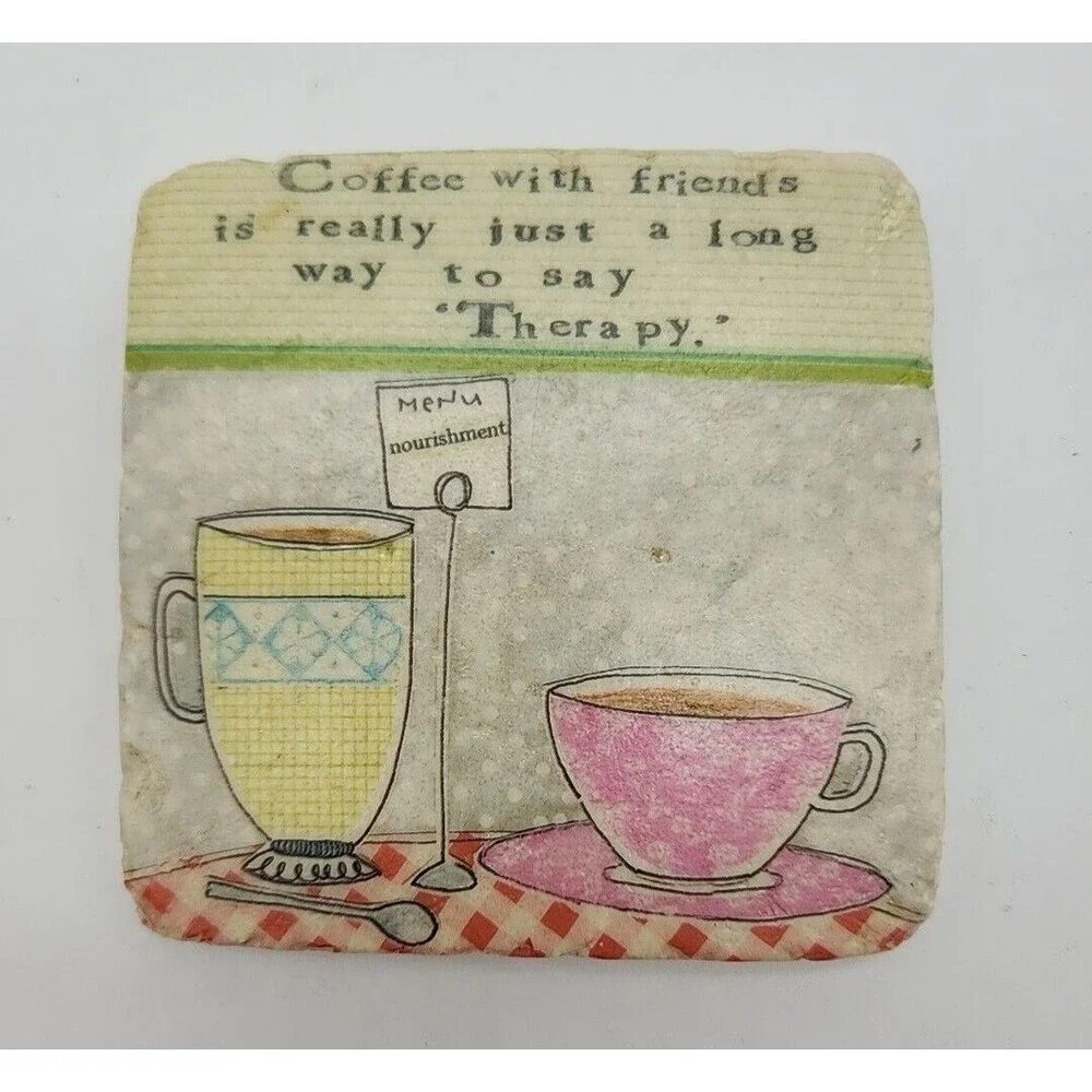 Kitchen Themed Stone Coasters With Display Stand Set of 4 by Curly Girl Design